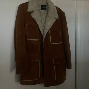 Authentic Vintage Swagger Sherpa Lined Suede Coat